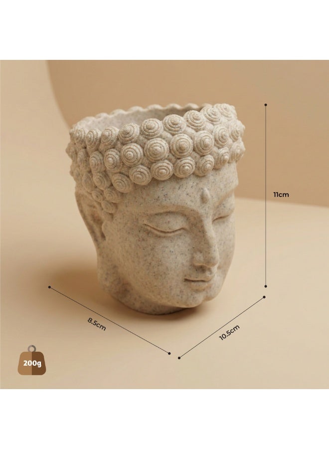 Beram Buddha Decorative Flower Pot Polyresin Peaceful Monk Planter Statue Resin Vase for Succulents Indoor Outdoor Home Office Meditation Décor Pen Pencil Holder Propagator Kit - Image 2